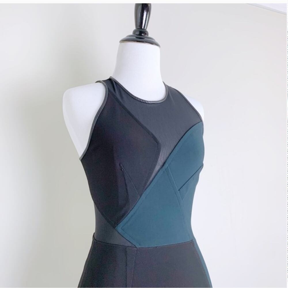 Yigal Azrouel Green & Black Mesh Bodycon Dress Sleeveless Women's Size 4 - Picture 4 of 12